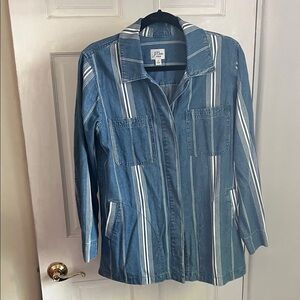 J. Crew Blue Striped Denim Jacket